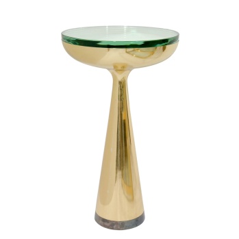 Brass Pedestal Side Table with Circular Glass Top, John Salibello.